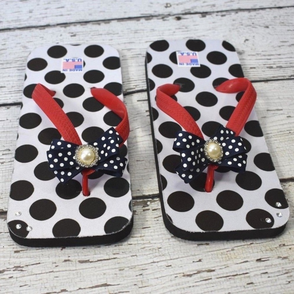 Women's Rubber Flip Flop Sandals Square Polka Dots